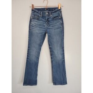 BKE Aiden Straight Leg Jeans Womens 26x30 Medium Wash Embroidered Pockets Denim